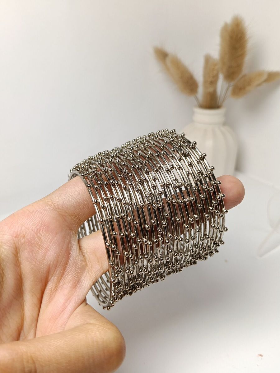 Silver Dotted Bangles