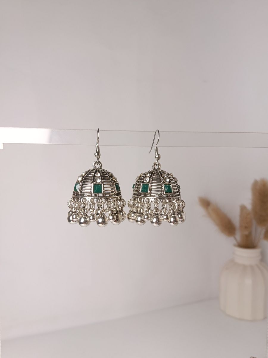 Zumurd Silver Jhumka