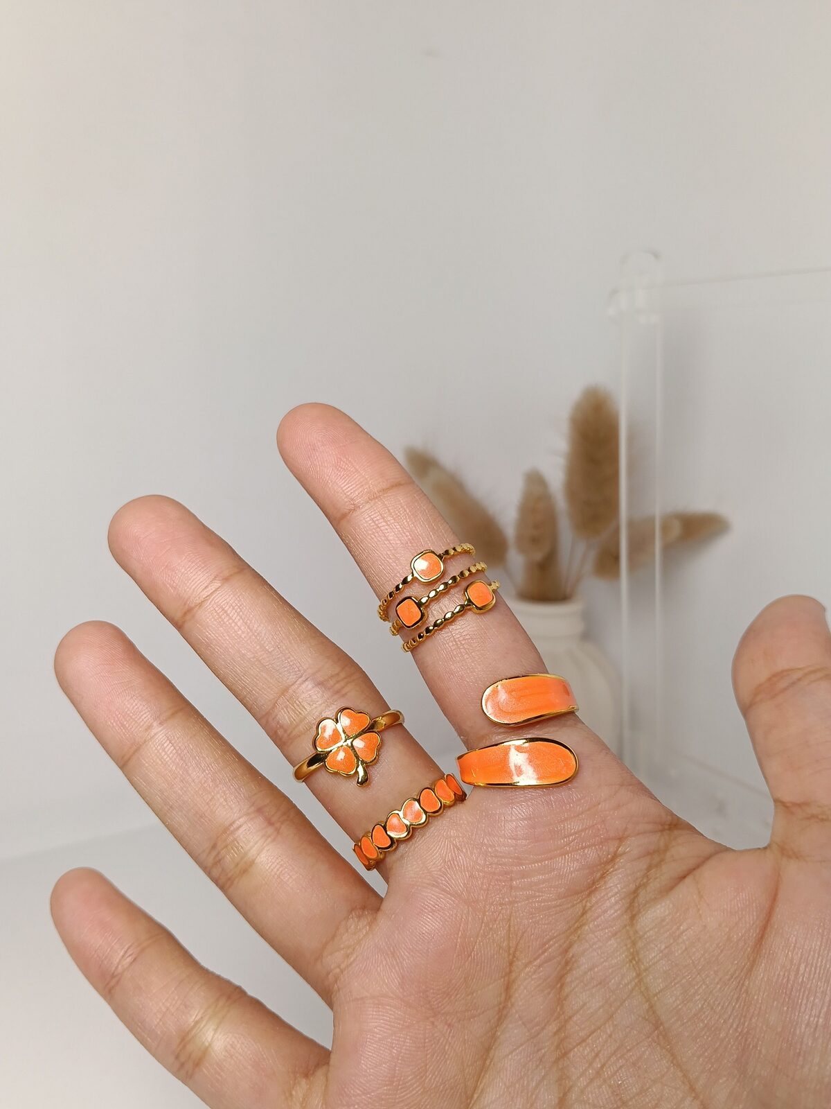 Narangi Orange Ring Set