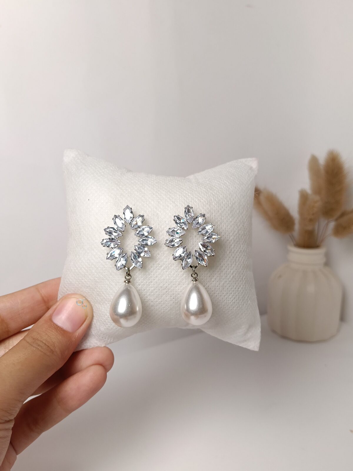 Diamond Cut Pearl Drop Earring