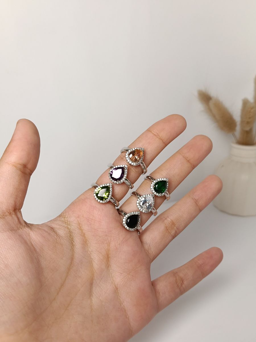 Zirconium Pear Ring